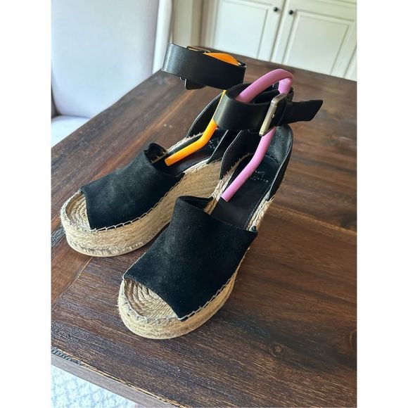 Marc Fisher Shoes - Marc Fisher Adalyn black suede Espadrille wedge sandal